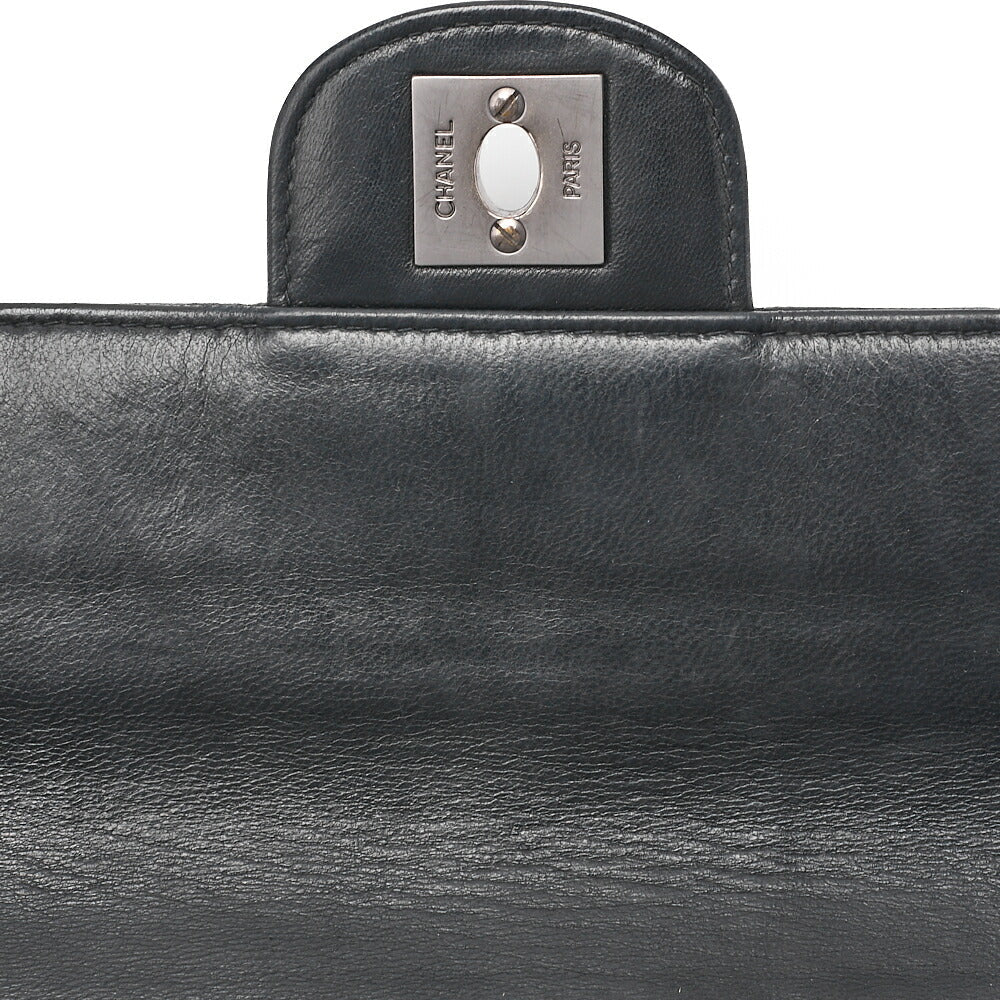 CHANEL Chanel Chocolate Bar Single Pull Chain Shoulder Lambskin Black Silver-Tone Hardware, Pre-Owned