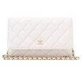 CHANEL Matelasse Chain Wallet Caviar Skin White Gold-Tone Hardware, Pre-Owned