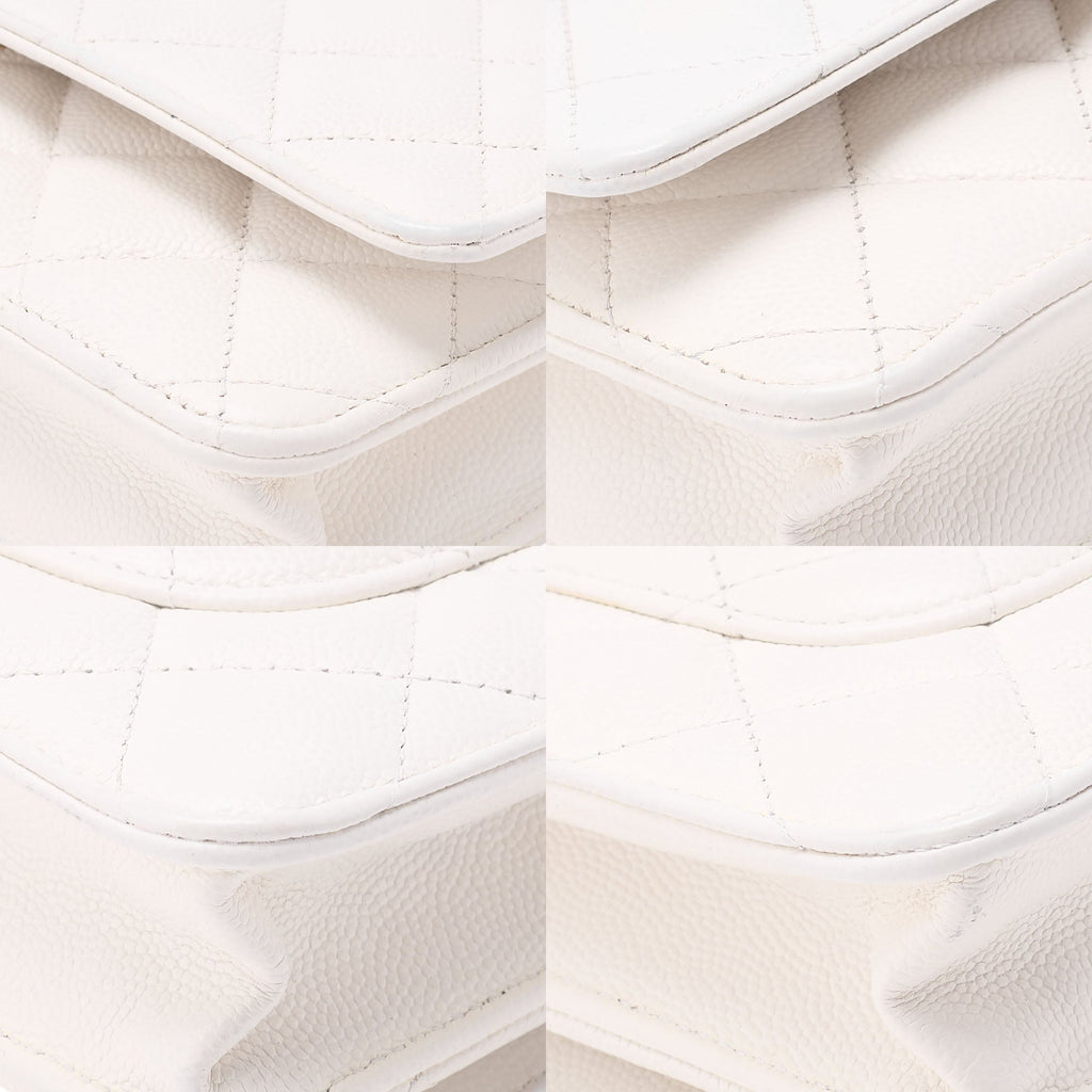 CHANEL Matelasse Chain Wallet Caviar Skin White Gold-Tone Hardware, Pre-Owned