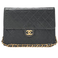 CHANEL Matelasse Pushlock 22 Chain Shoulder Lambskin Black Gold-Tone Hardware, Pre-Owned