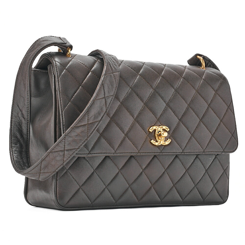 CHANEL Matelasse Turnlock Bijou Coco Shoulder Lambskin Brown Gold-Tone Hardware, Pre-Owned