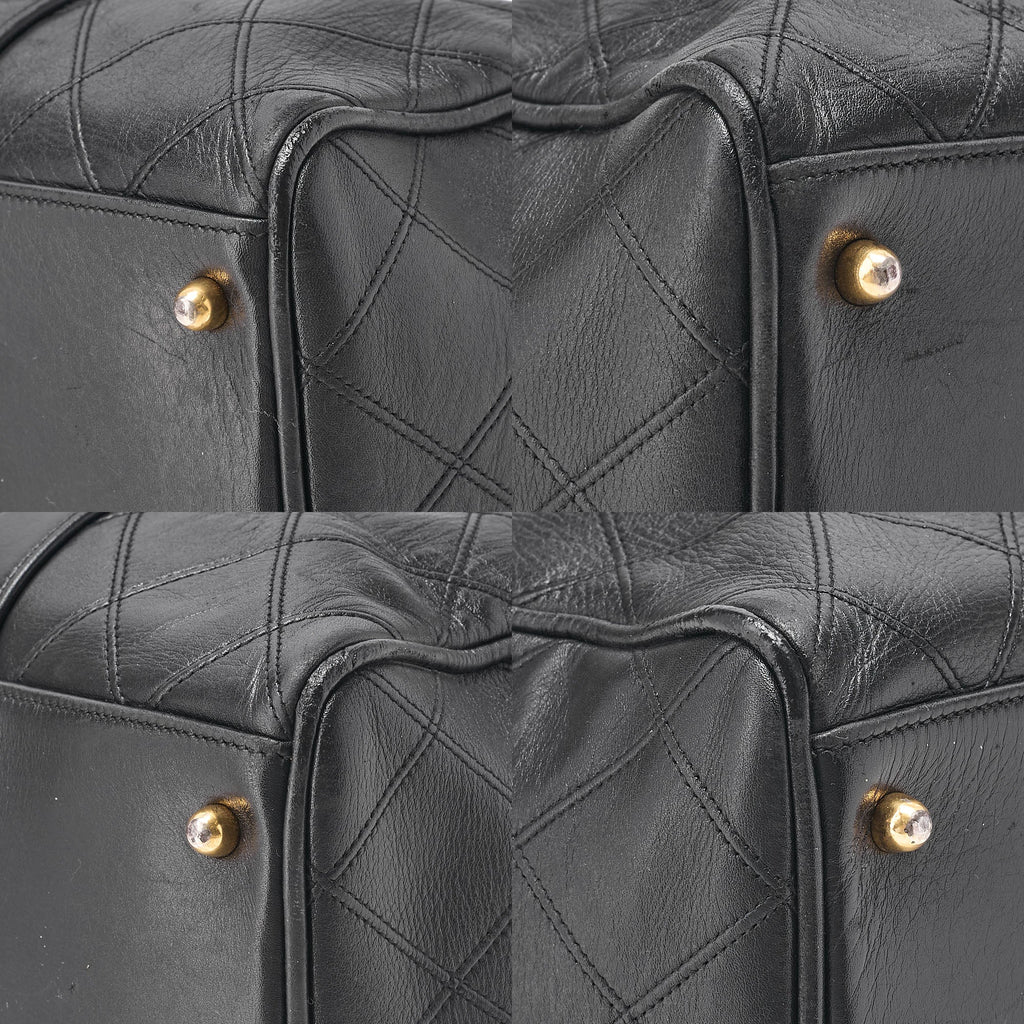 CHANEL Matelasse Bicolore 2WAY Shoulder Boston Lambskin Black Gold-Tone Hardware, Pre-Owned