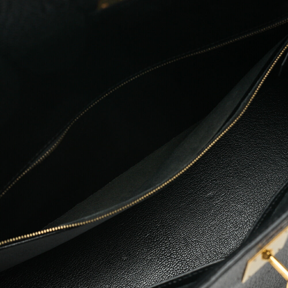 HERMES Kelly 35 Chevre Coromandel 2-way Handbag Black Gold-Tone Hardware, Pre-Owned