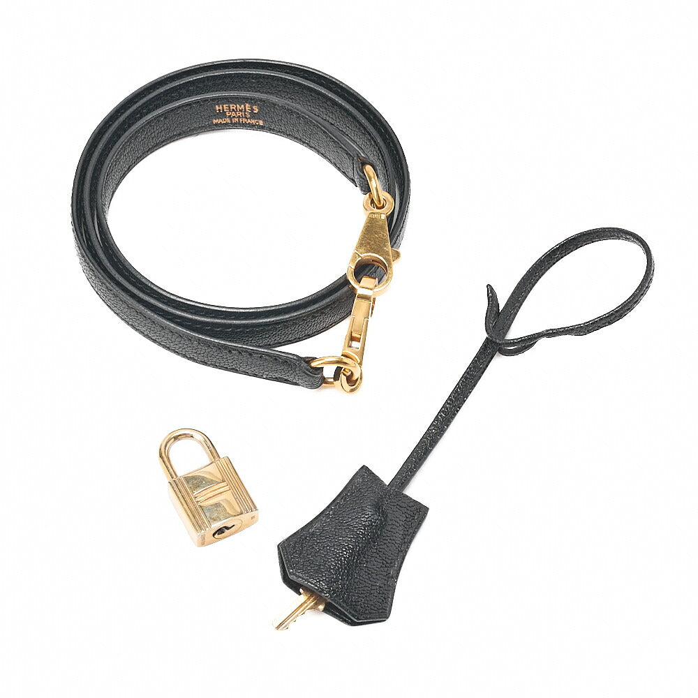 HERMES Kelly 35 Chevre Coromandel 2-way Handbag Black Gold-Tone Hardware, Pre-Owned