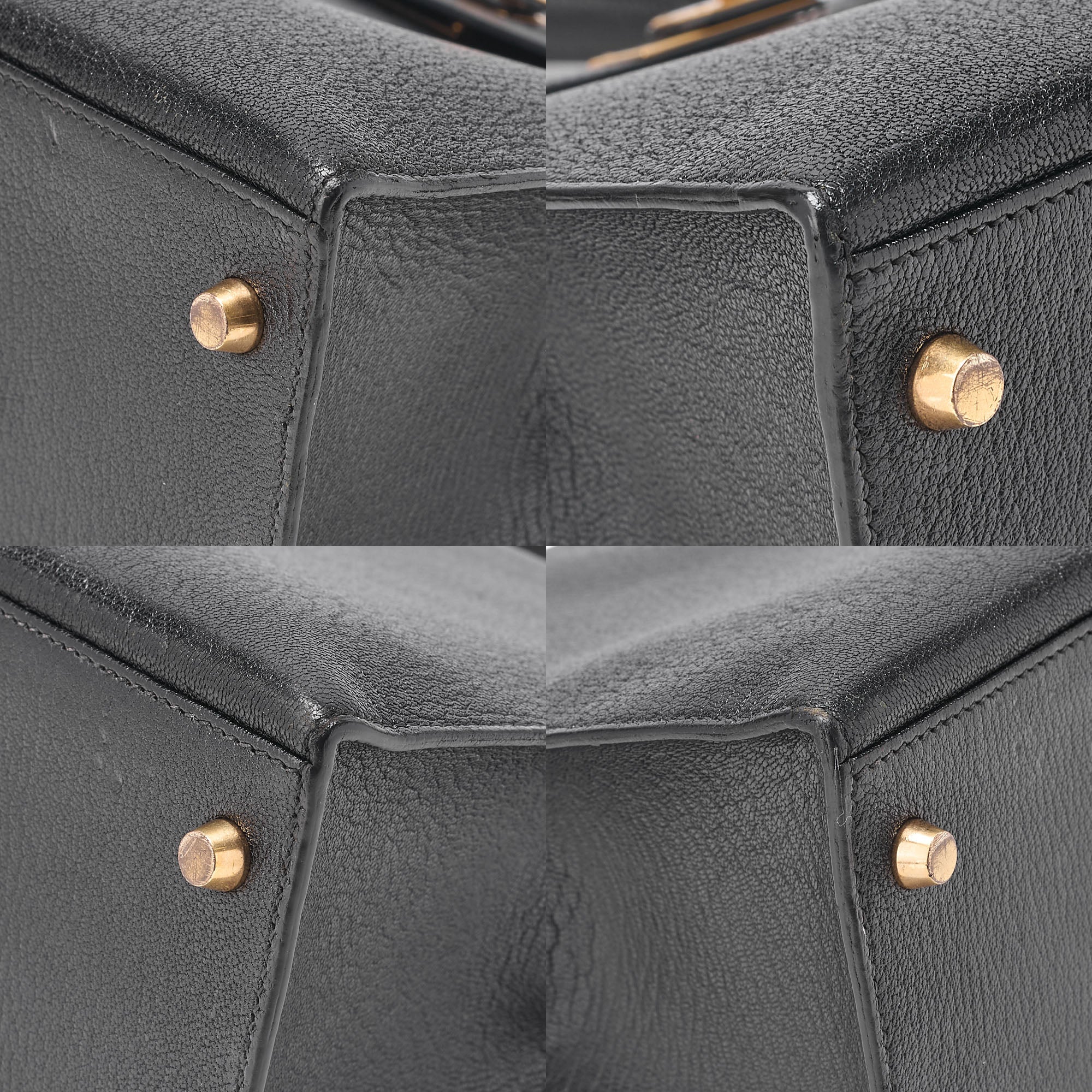 HERMES Kelly 35 Chevre Coromandel 2-way Handbag Black Gold-Tone Hardware, Pre-Owned