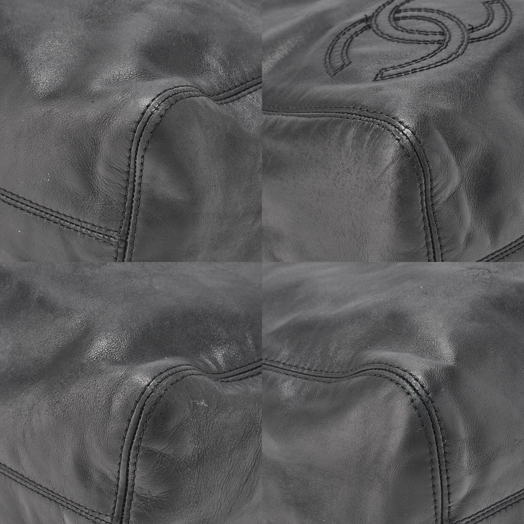 CHANEL Coco Mark Tortoiseshell Plate Charm Shoulder Bag Lambskin Black Gold-Tone Hardware, Pre-Owned