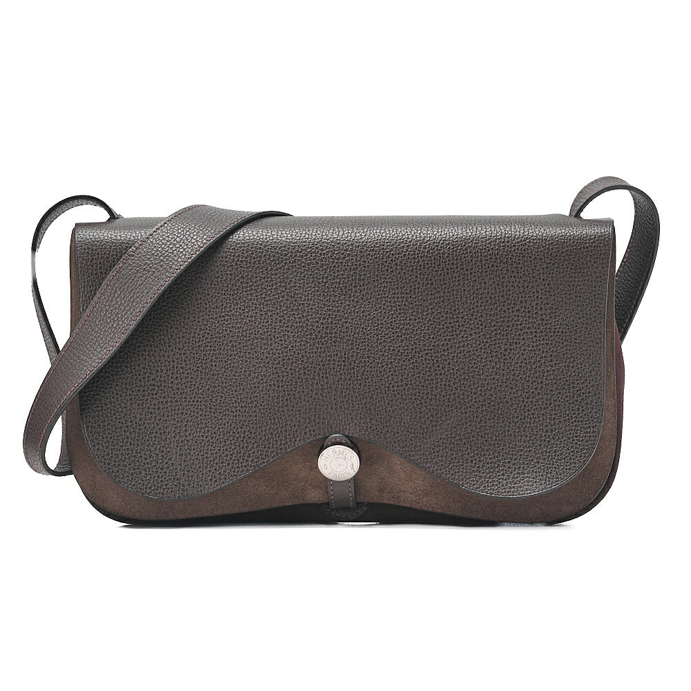 HERMES Sack Colorado MM Trowe Ash Shoulder Bag Brown Silver-Tone Hardware, Pre-Owned