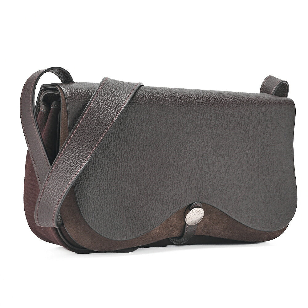 HERMES Sack Colorado MM Trowe Ash Shoulder Bag Brown Silver-Tone Hardware, Pre-Owned