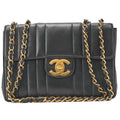 CHANEL Chain Shoulder Bag Coco Mark Deca Matelasse  30cm Mademoiselle Single Flap Lambskin Black Gold-Tone Hardware, Pre-Owned
