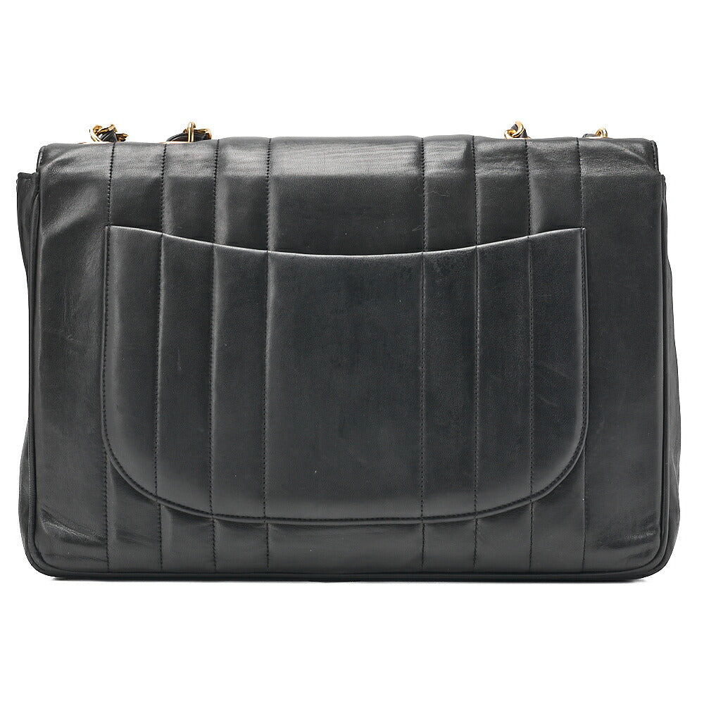 CHANEL Chain Shoulder Bag Coco Mark Deca Matelasse  30cm Mademoiselle Single Flap Lambskin Black Gold-Tone Hardware, Pre-Owned