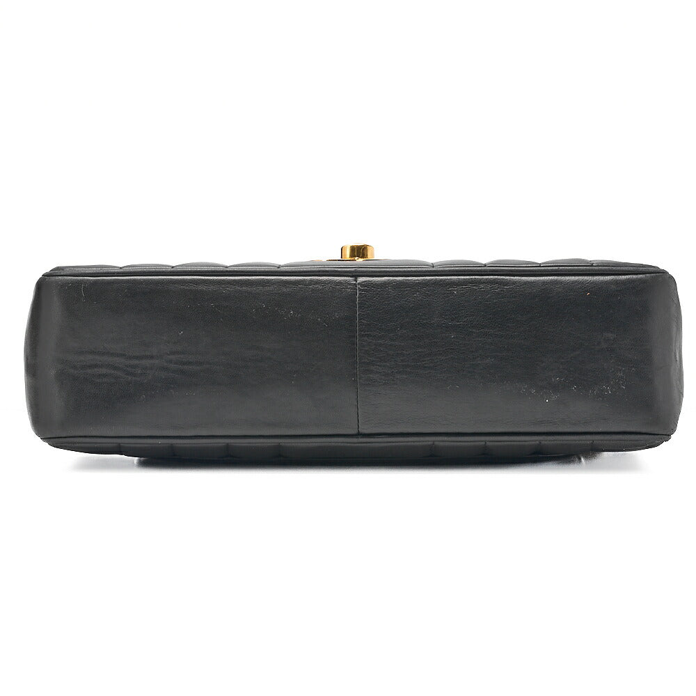 CHANEL Chain Shoulder Bag Coco Mark Deca Matelasse  30cm Mademoiselle Single Flap Lambskin Black Gold-Tone Hardware, Pre-Owned