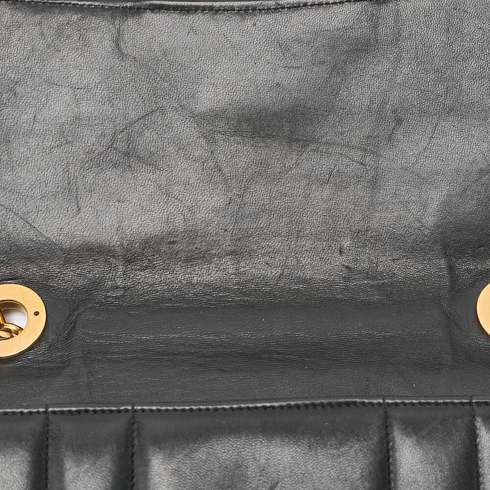 CHANEL Chain Shoulder Bag Coco Mark Deca Matelasse  30cm Mademoiselle Single Flap Lambskin Black Gold-Tone Hardware, Pre-Owned