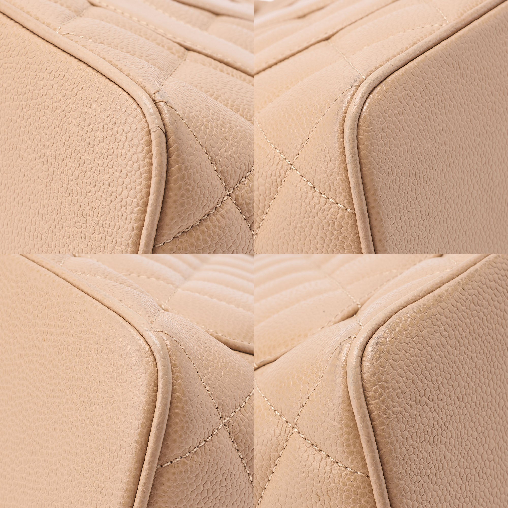 CHANEL Matelasse Reprint Tote Bag Caviar Skin Beige Gold-Tone Hardware, Pre-Owned