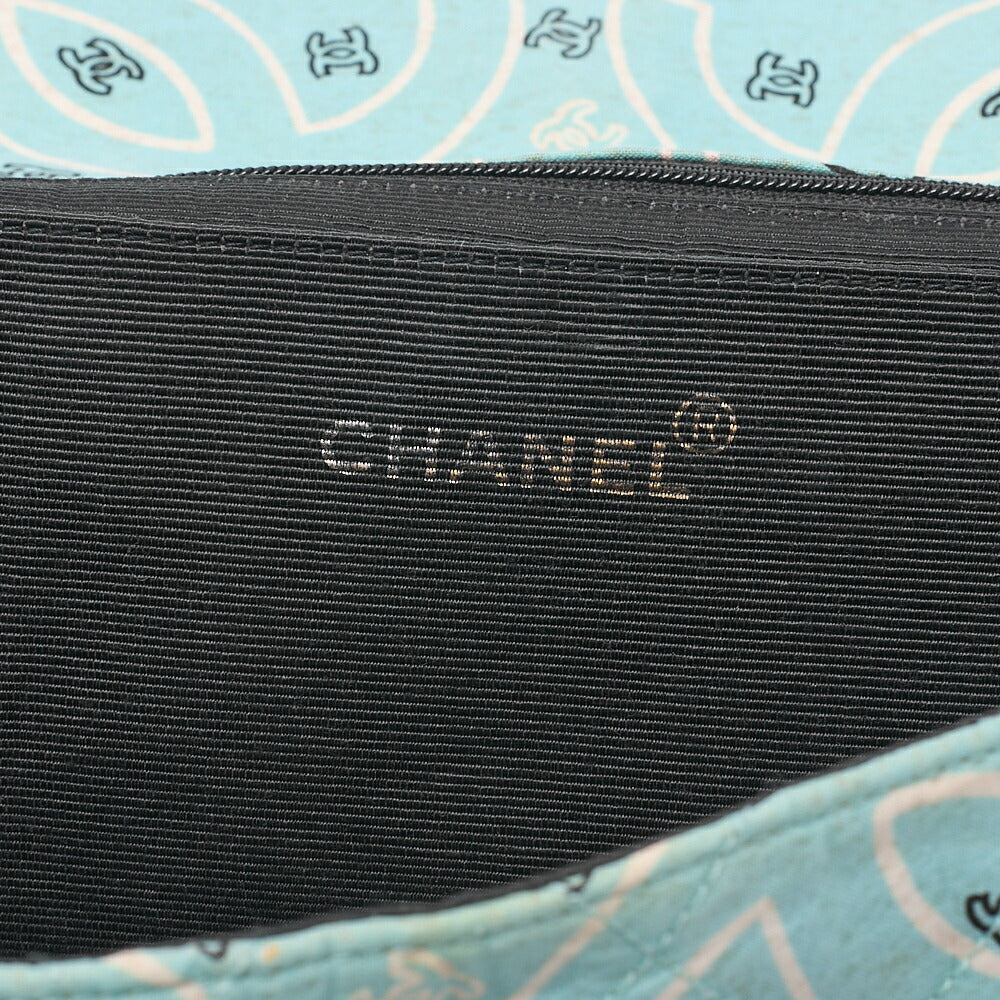 CHANEL Canvas x Raffia Deca Coco Mark Matelasse 33cm Single Flap Chain Shoulder Mint Color Gold-Tone Hardware, Pre-Owned