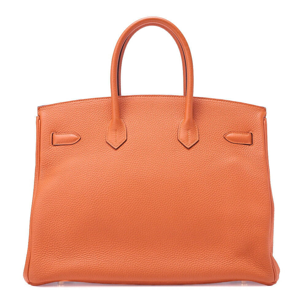 HERMES Birkin 35 Handbag Togo Orange Gold-Tone Hardware, Pre-Owned