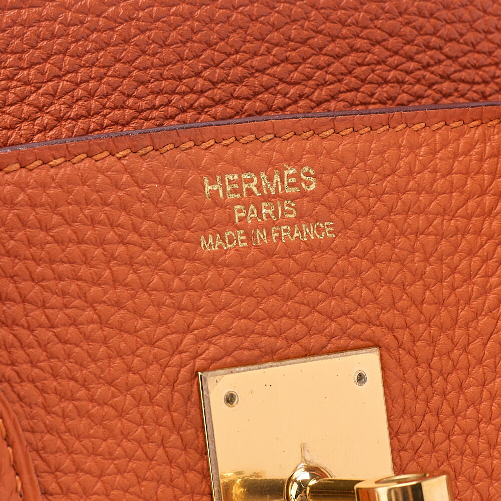 HERMES Birkin 35 Handbag Togo Orange Gold-Tone Hardware, Pre-Owned