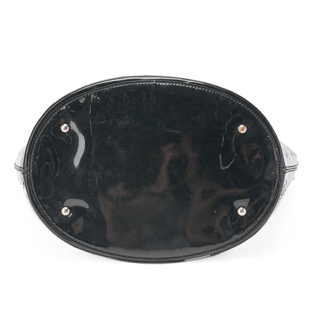 CHANEL Cocomark Punching NO.5 Handbag Enamel Black Silver-Tone Hardware, Pre-Owned