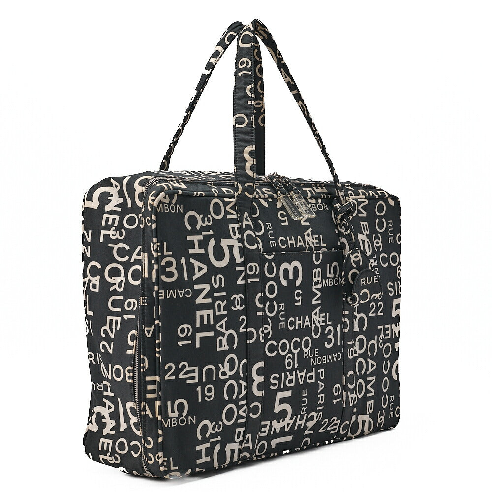 CHANEL Canvas Bi-See Large Size Tote Bag Black X White Silver-Tone Hardware, Pre-Owned