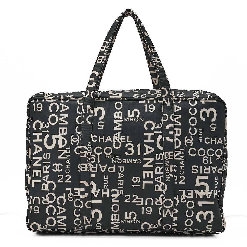 CHANEL Canvas Bi-See Large Size Tote Bag Black X White Silver-Tone Hardware, Pre-Owned