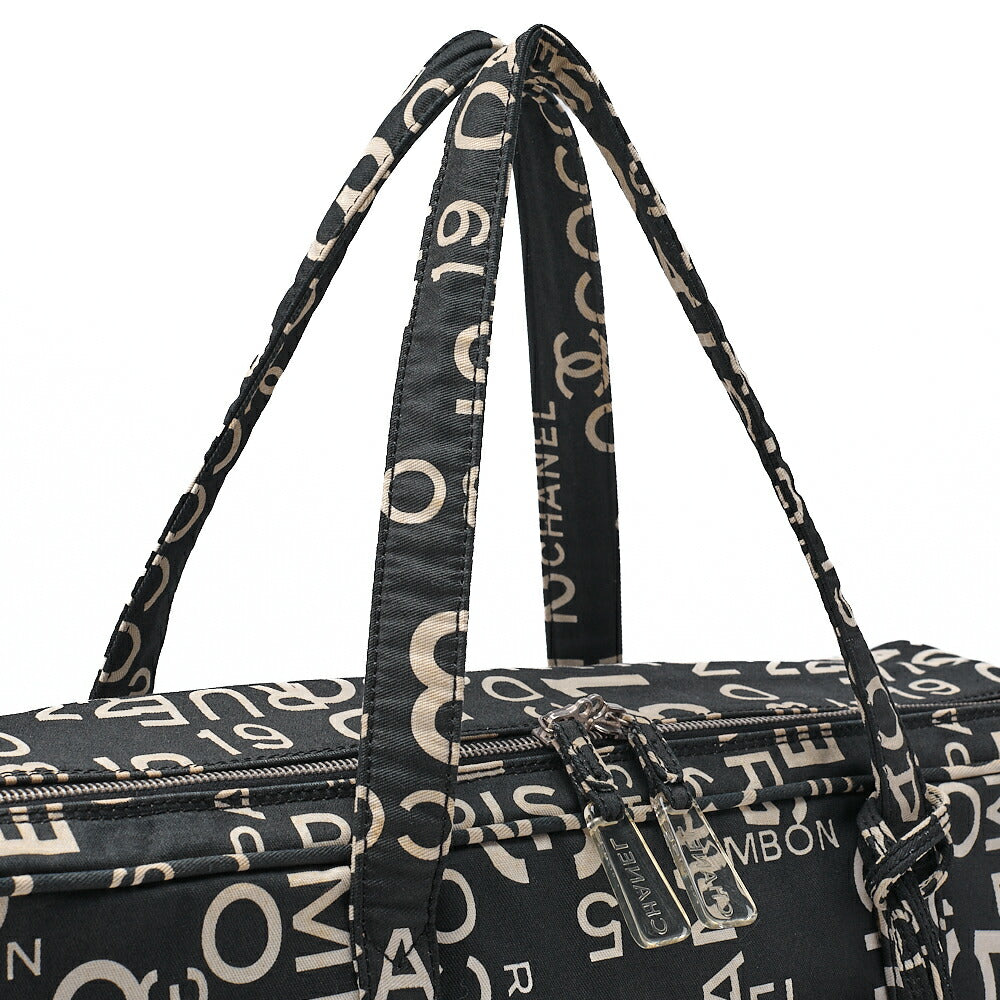 CHANEL Canvas Bi-See Large Size Tote Bag Black X White Silver-Tone Hardware, Pre-Owned