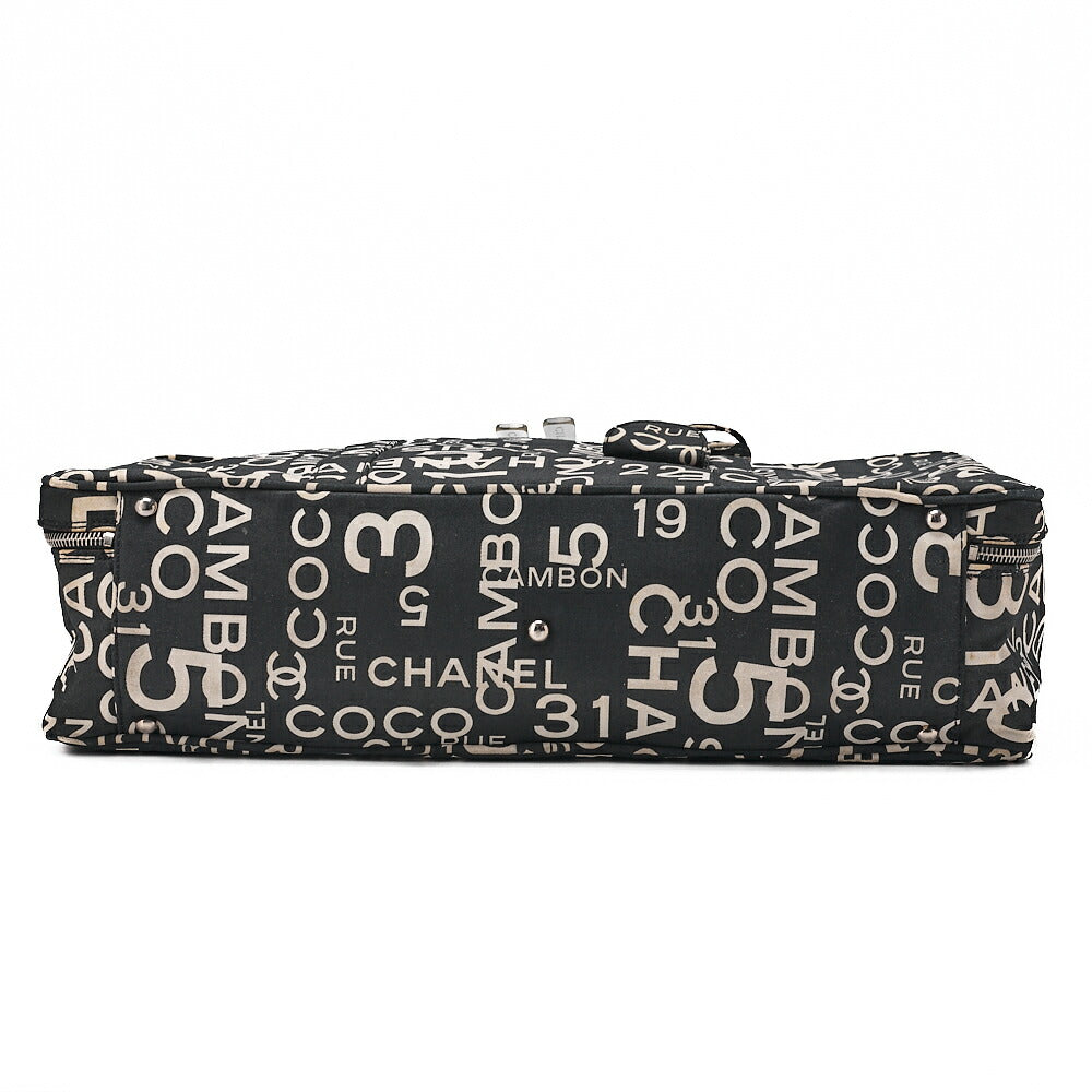 CHANEL Canvas Bi-See Large Size Tote Bag Black X White Silver-Tone Hardware, Pre-Owned