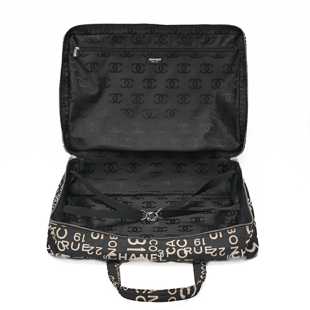 CHANEL Canvas Bi-See Large Size Tote Bag Black X White Silver-Tone Hardware, Pre-Owned