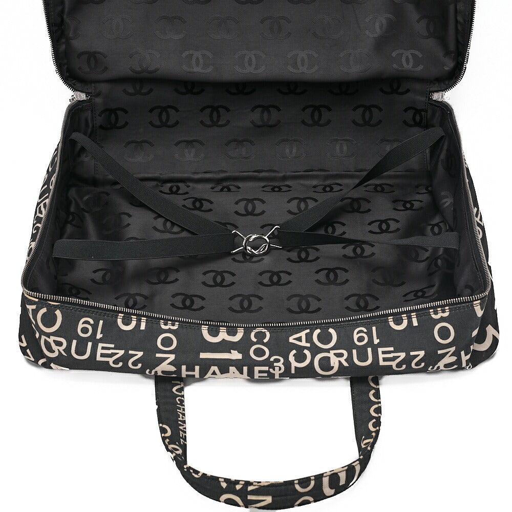 CHANEL Canvas Bi-See Large Size Tote Bag Black X White Silver-Tone Hardware, Pre-Owned