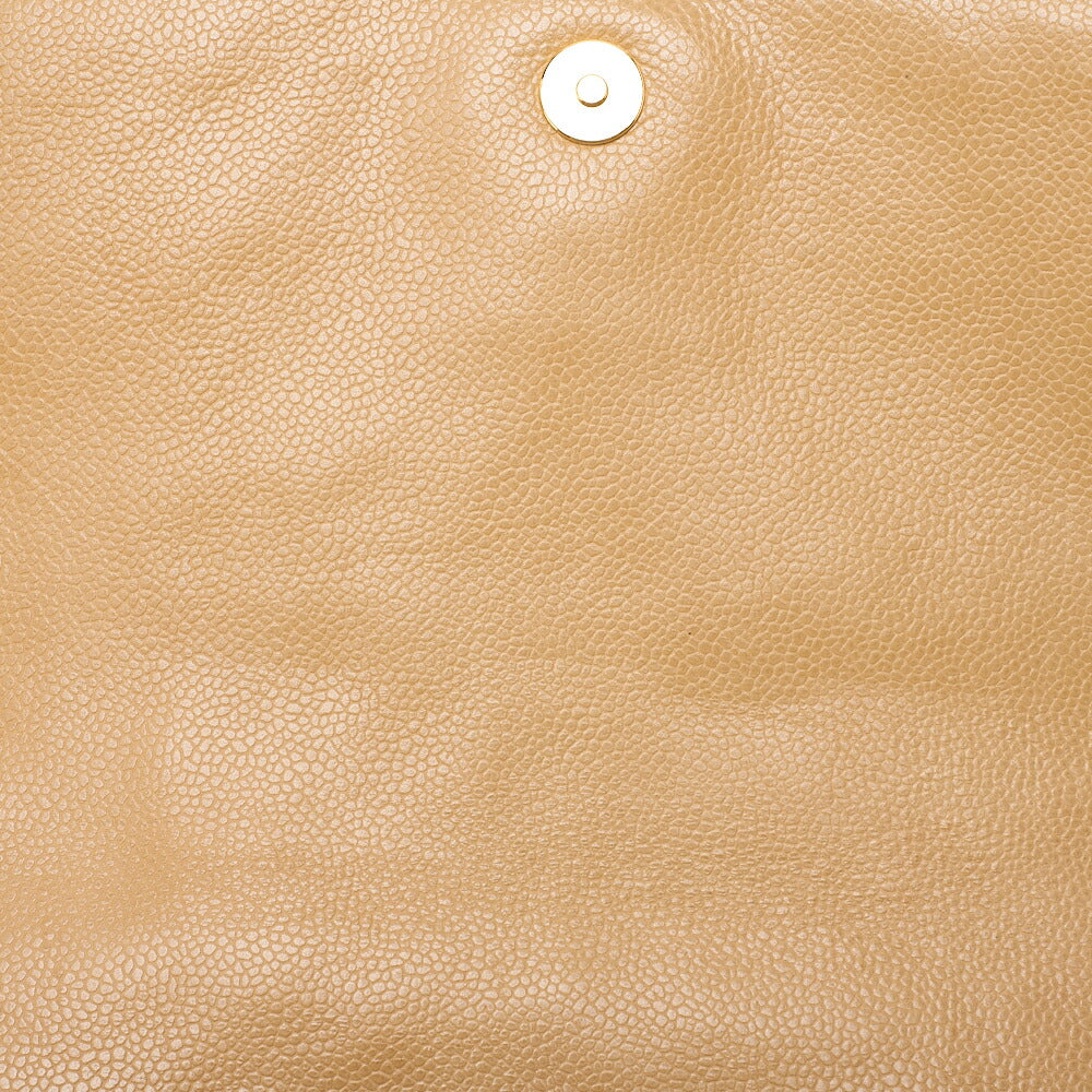 CHANEL Circle Coco Mark Single Flap Shoulder Bag Caviar Skin Beige Gold-Tone Hardware, Pre-Owned