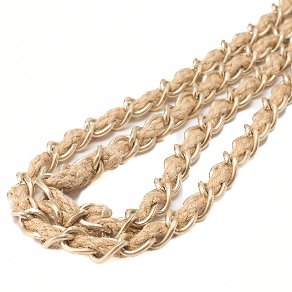 CHANEL Raffia x Hemp Deca Matelasse 30 Single Flap Chain Shoulder Beige Gold-Tone Hardware, Pre-Owned