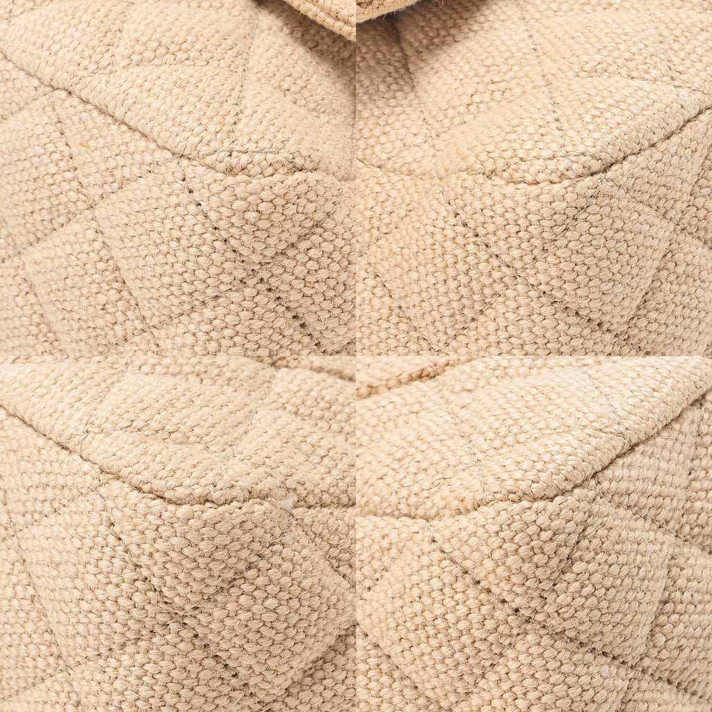 CHANEL Raffia x Hemp Deca Matelasse 30 Single Flap Chain Shoulder Beige Gold-Tone Hardware, Pre-Owned