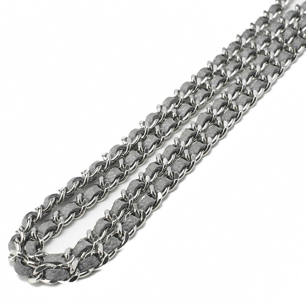 CHANEL Chain Shoulder Bag Mini Matelasse 17cm Caviar Skin Cool Grey Silver-Tone Hardware, Pre-Owned