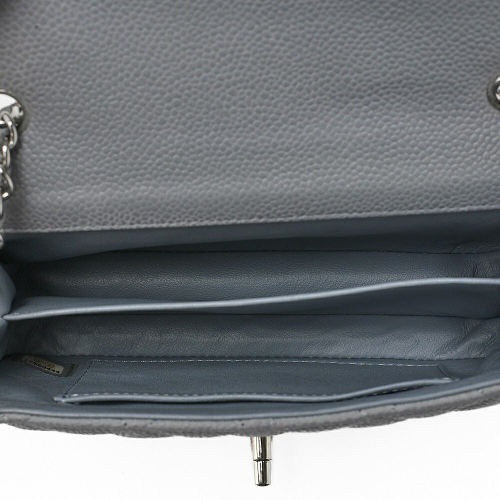 CHANEL Chain Shoulder Bag Mini Matelasse 17cm Caviar Skin Cool Grey Silver-Tone Hardware, Pre-Owned