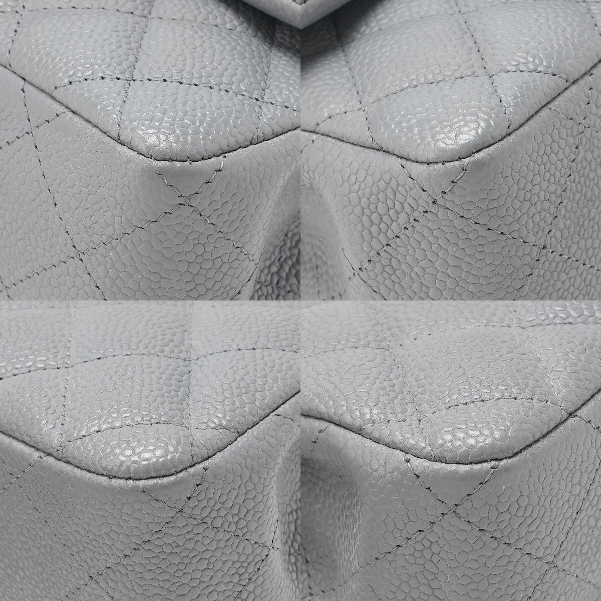 CHANEL Chain Shoulder Bag Mini Matelasse 17cm Caviar Skin Cool Grey Silver-Tone Hardware, Pre-Owned
