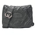 CHANEL Lambskin Logo Mark Chain Belt Waist Shoulder Black Silver-Tone Hardware, Pre-Owned