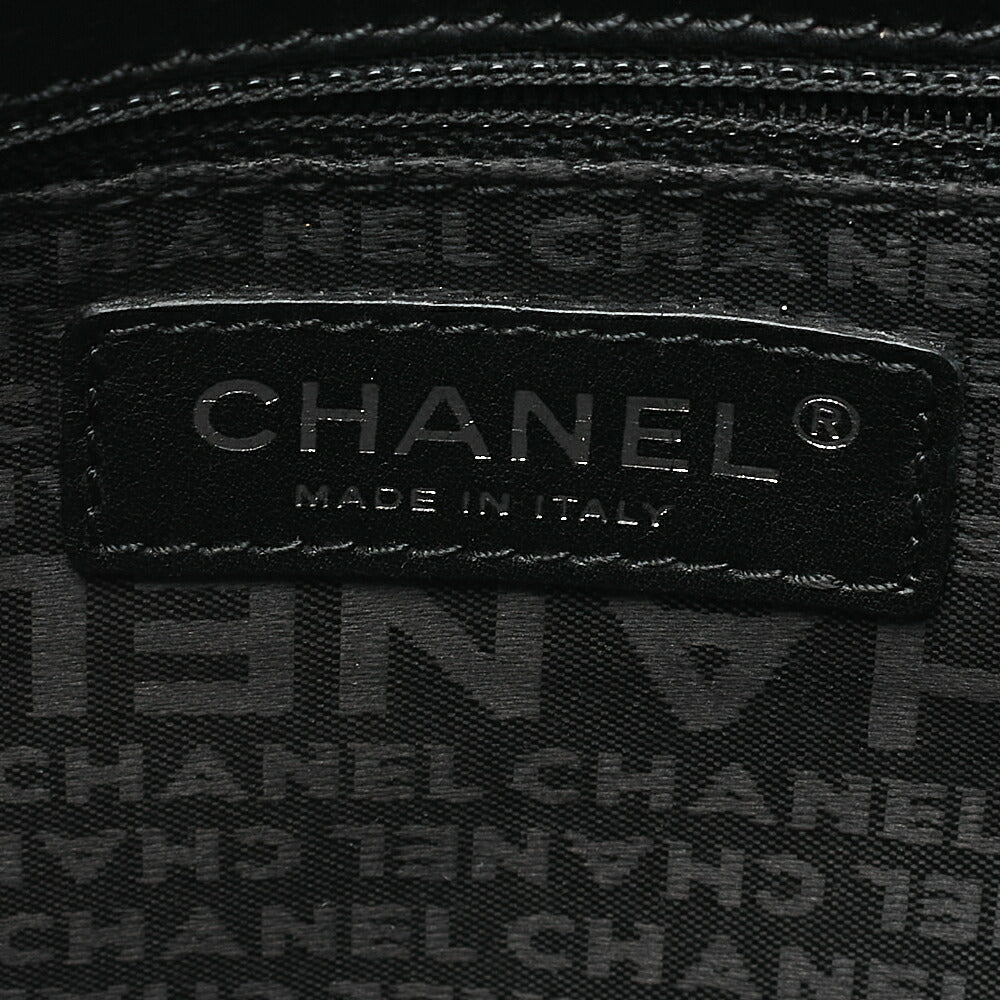 CHANEL Lambskin Logo Mark Chain Belt Waist Shoulder Black Silver-Tone Hardware, Pre-Owned