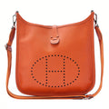 HERMES Evelyn PM3 Trois Epson Shoulder Bag Orange Silver-Tone Hardware, Pre-Owned