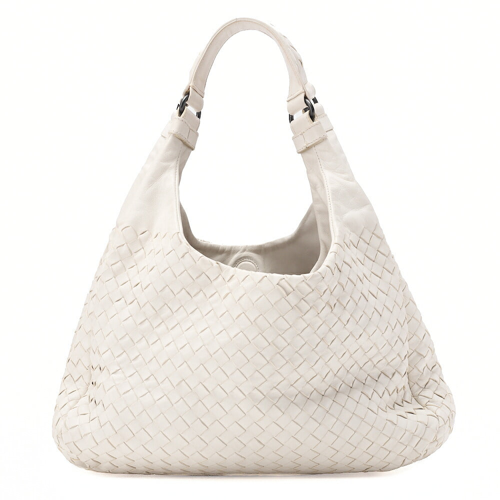 BOTTEGA VENETA Bottega Veneta Toad Bag Intrecciato Campana Lambskin White Black-Tone Hardware, Pre-Owned