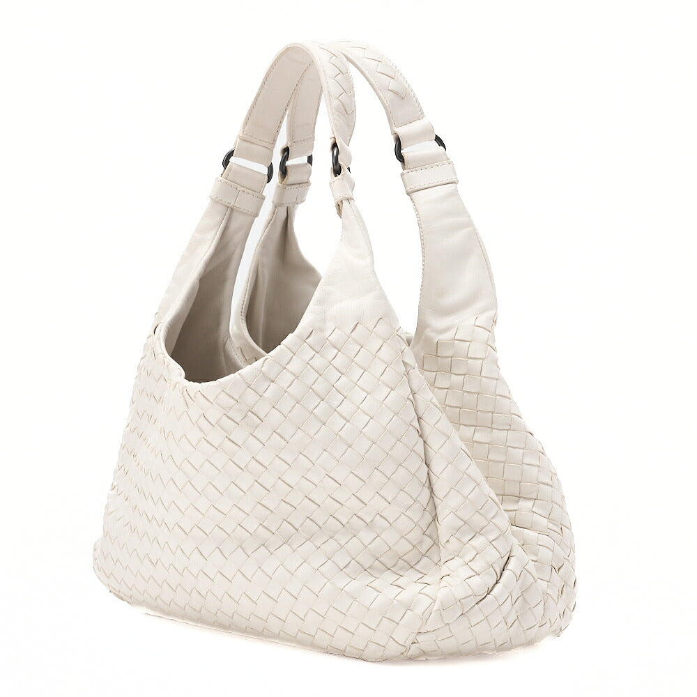 BOTTEGA VENETA Bottega Veneta Toad Bag Intrecciato Campana Lambskin White Black-Tone Hardware, Pre-Owned