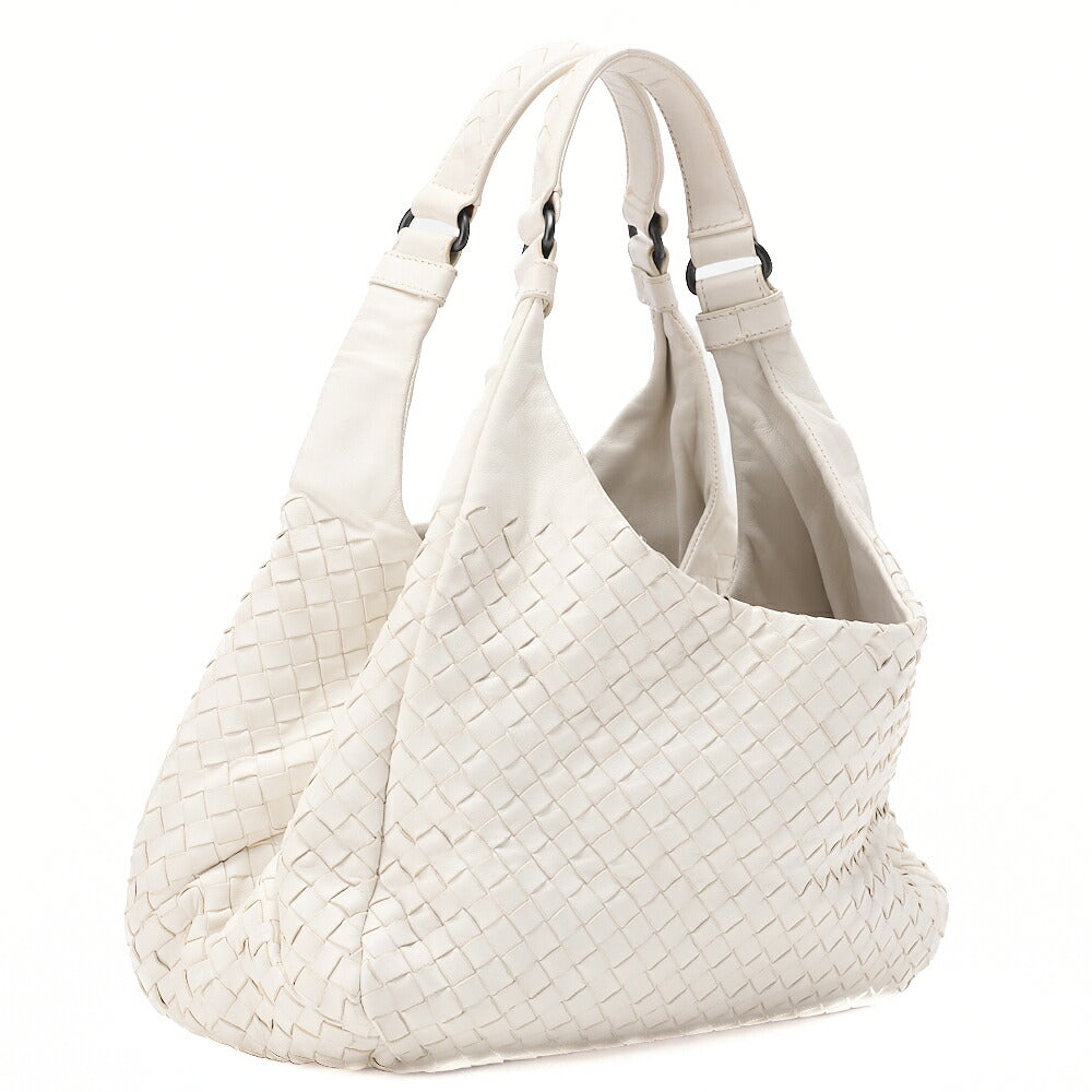 BOTTEGA VENETA Bottega Veneta Toad Bag Intrecciato Campana Lambskin White Black-Tone Hardware, Pre-Owned