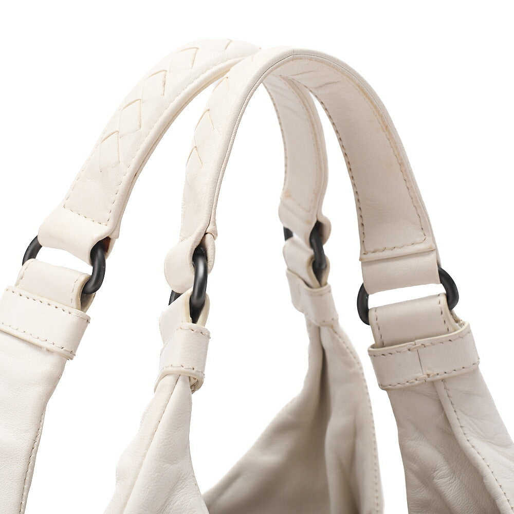 BOTTEGA VENETA Bottega Veneta Toad Bag Intrecciato Campana Lambskin White Black-Tone Hardware, Pre-Owned