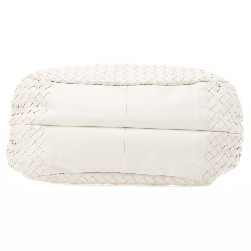 BOTTEGA VENETA Bottega Veneta Toad Bag Intrecciato Campana Lambskin White Black-Tone Hardware, Pre-Owned