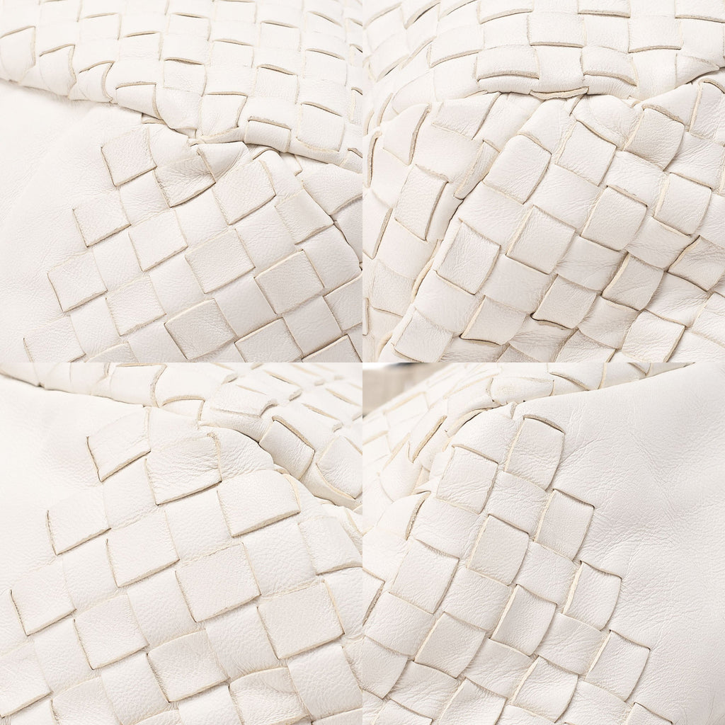 BOTTEGA VENETA Bottega Veneta Toad Bag Intrecciato Campana Lambskin White Black-Tone Hardware, Pre-Owned