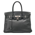 HERMES Birkin 30 Handbag Ardennes Black Silver-Tone Hardware, Pre-Owned