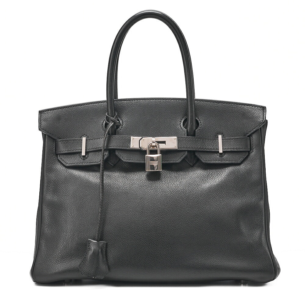 HERMES Birkin 30 Handbag Ardennes Black Silver-Tone Hardware, Pre-Owned