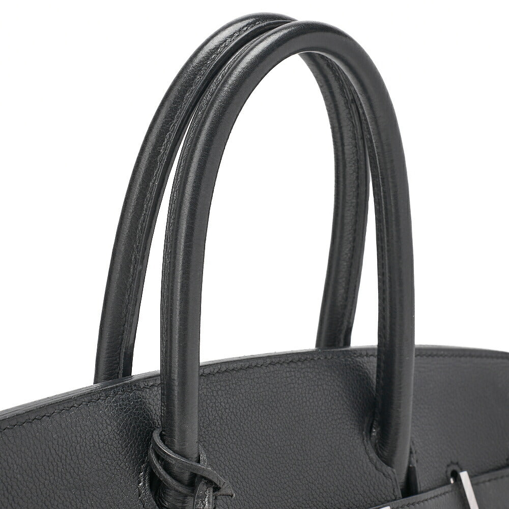 HERMES Birkin 30 Handbag Ardennes Black Silver-Tone Hardware, Pre-Owned