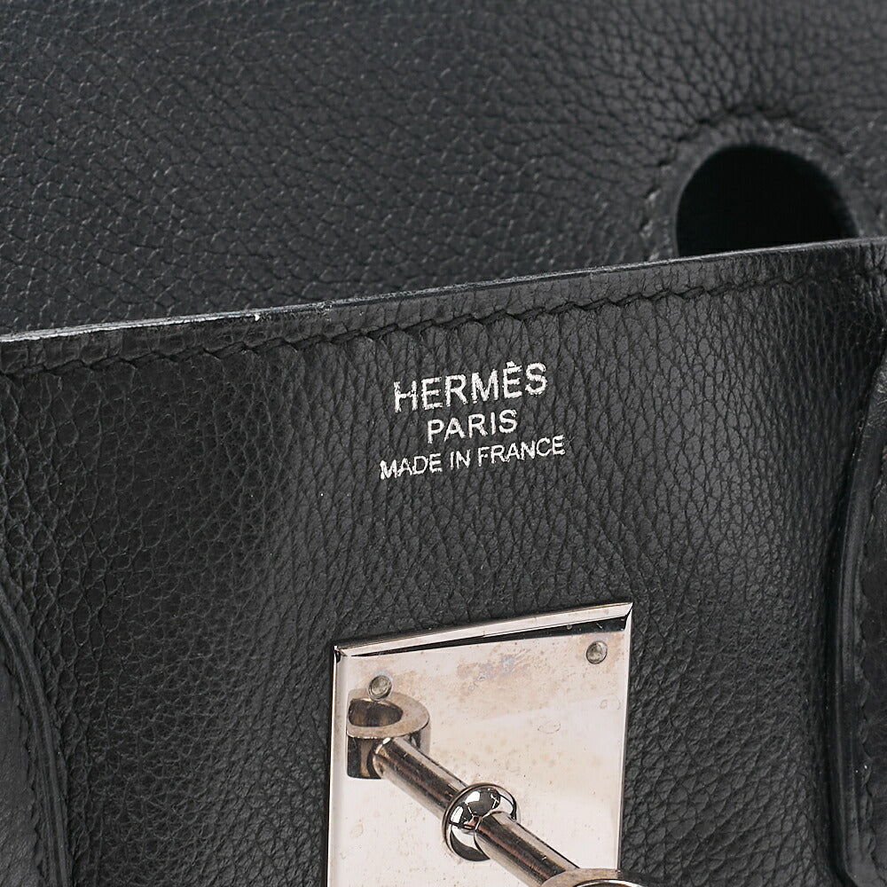 HERMES Birkin 30 Handbag Ardennes Black Silver-Tone Hardware, Pre-Owned