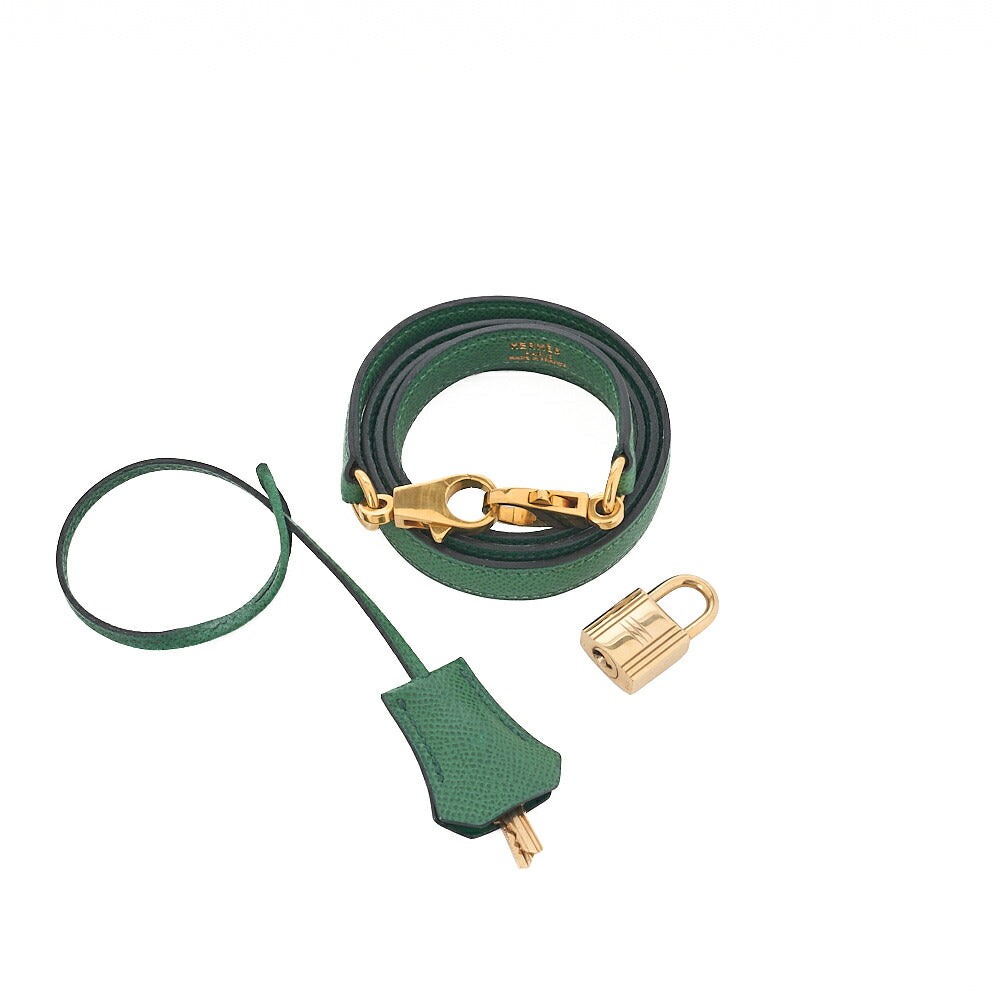 HERMES Boride 35 Kushbel 2WAY Handbag Green Gold-Tone Hardware, Pre-Owned