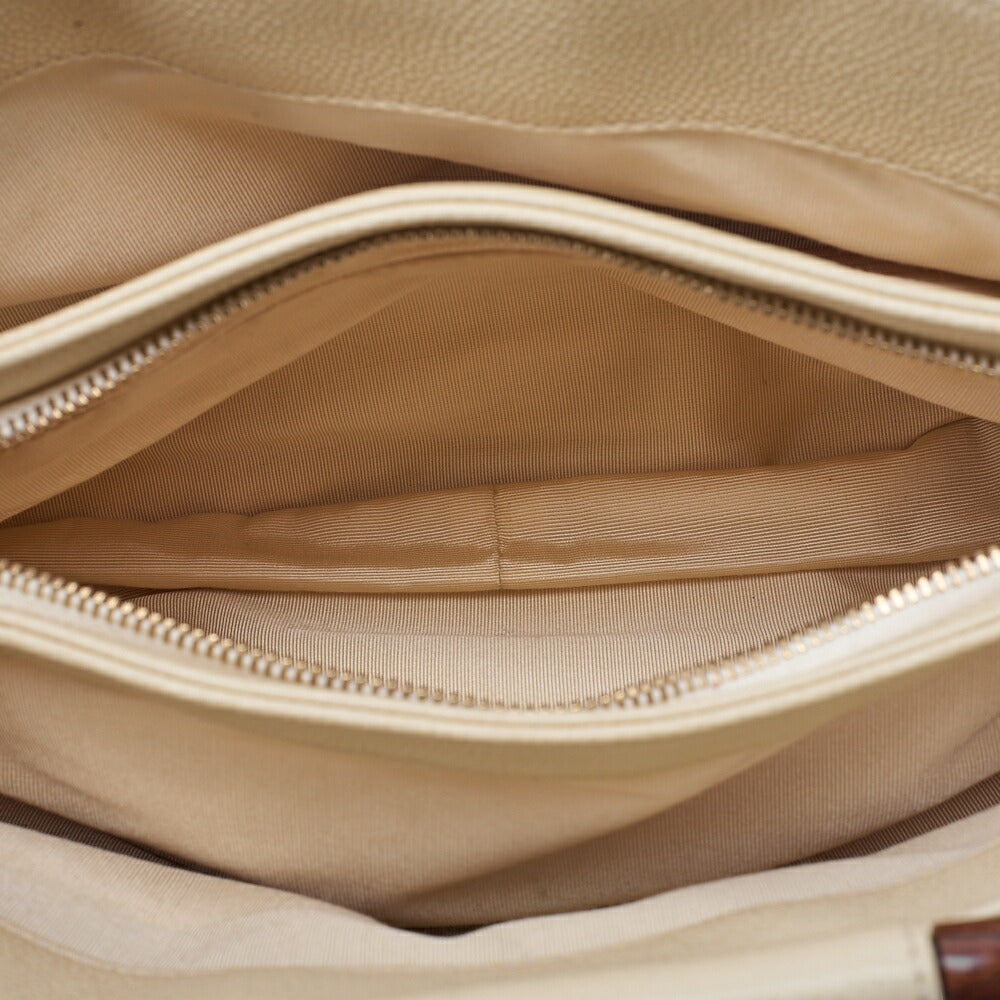 CHANEL Coco Mark Wood Pattern Handbag Caviar Skin Beige Gold-Tone Hardware, Pre-Owned