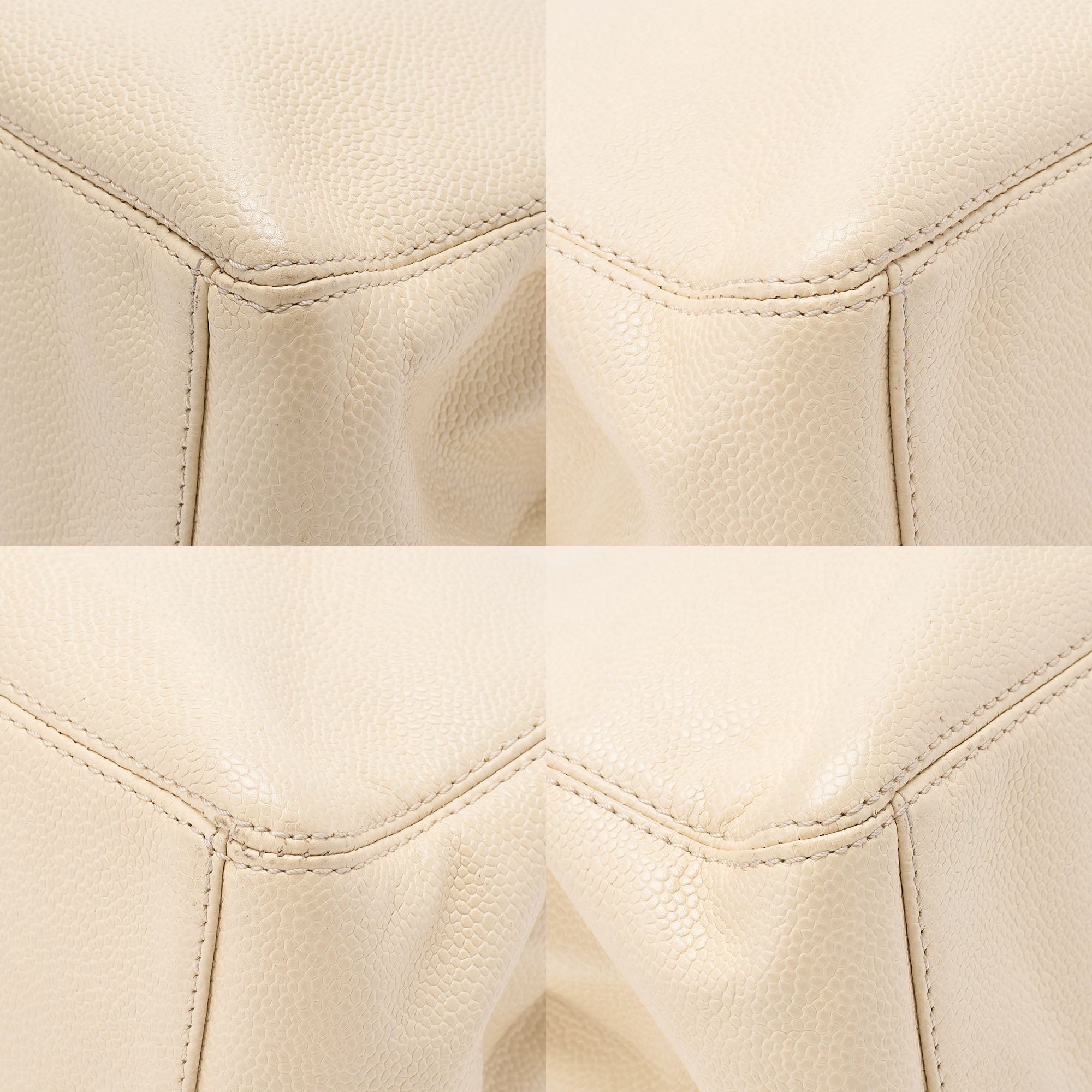 CHANEL Coco Mark Wood Pattern Handbag Caviar Skin Beige Gold-Tone Hardware, Pre-Owned