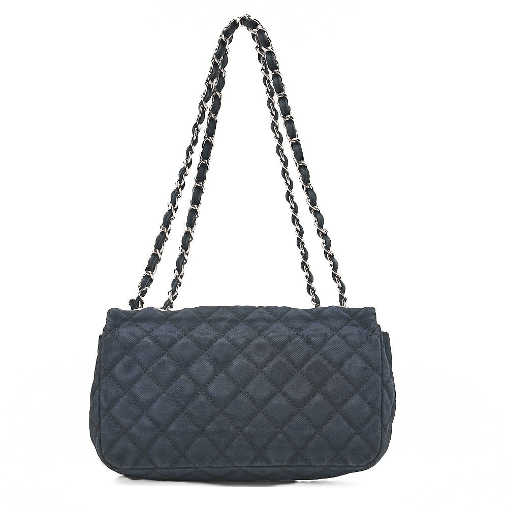 CHANEL Cruise Line Big Coco Mark Chain Shoulder Canvas Navy Silver-Tone Hardware, Pre-Owned